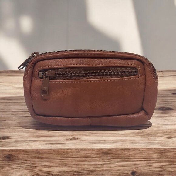 Vintage Victoria Leather Co. Bag Made in USA Brown Genuine Zip Leather Belt Bag - Picture 2 of 8